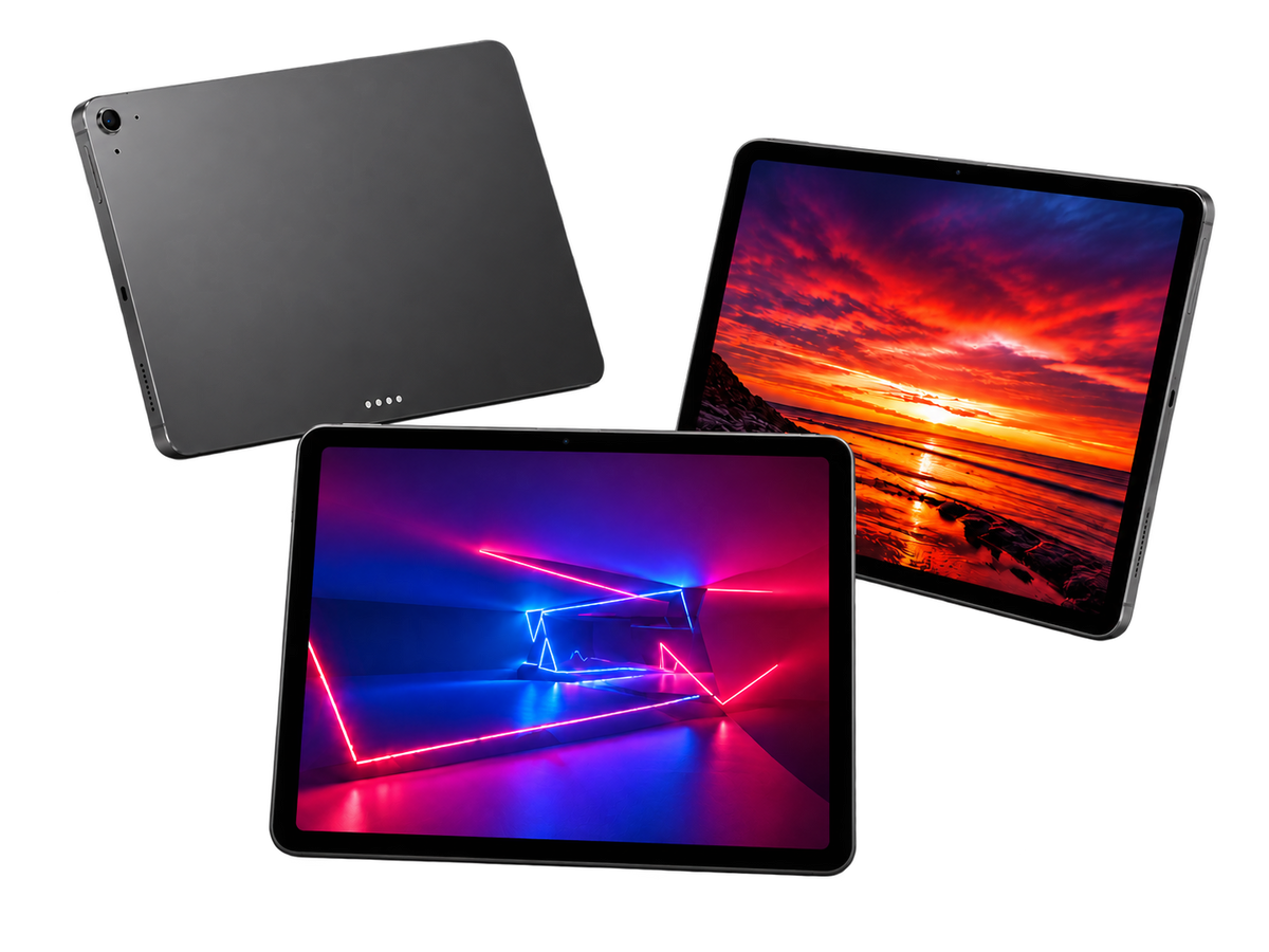 iPads und Tablets – verschiedene Geräte in Vorder- und Rückansicht