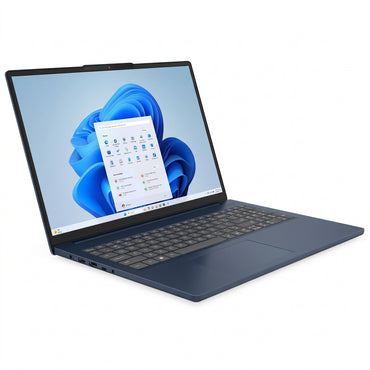 Lenovo IdeaPad Slim 3 16 Zoll in Cosmic Blue – seitliche Ansicht des geöffneten Notebooks